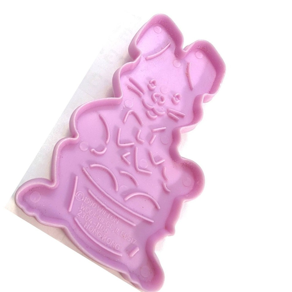 Vintage Wilton Cookie Cutter 3.5"‎ Purple 1990 Easter Bunny Rabbit With Basket